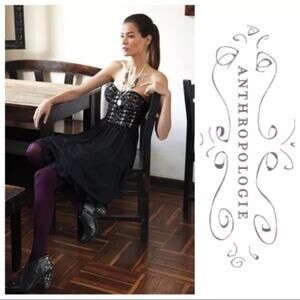 Anthropologie Lil Black Lace Baby Doll Dress